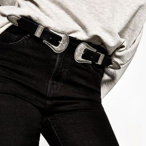 Black and Silver Double Buckle Belt